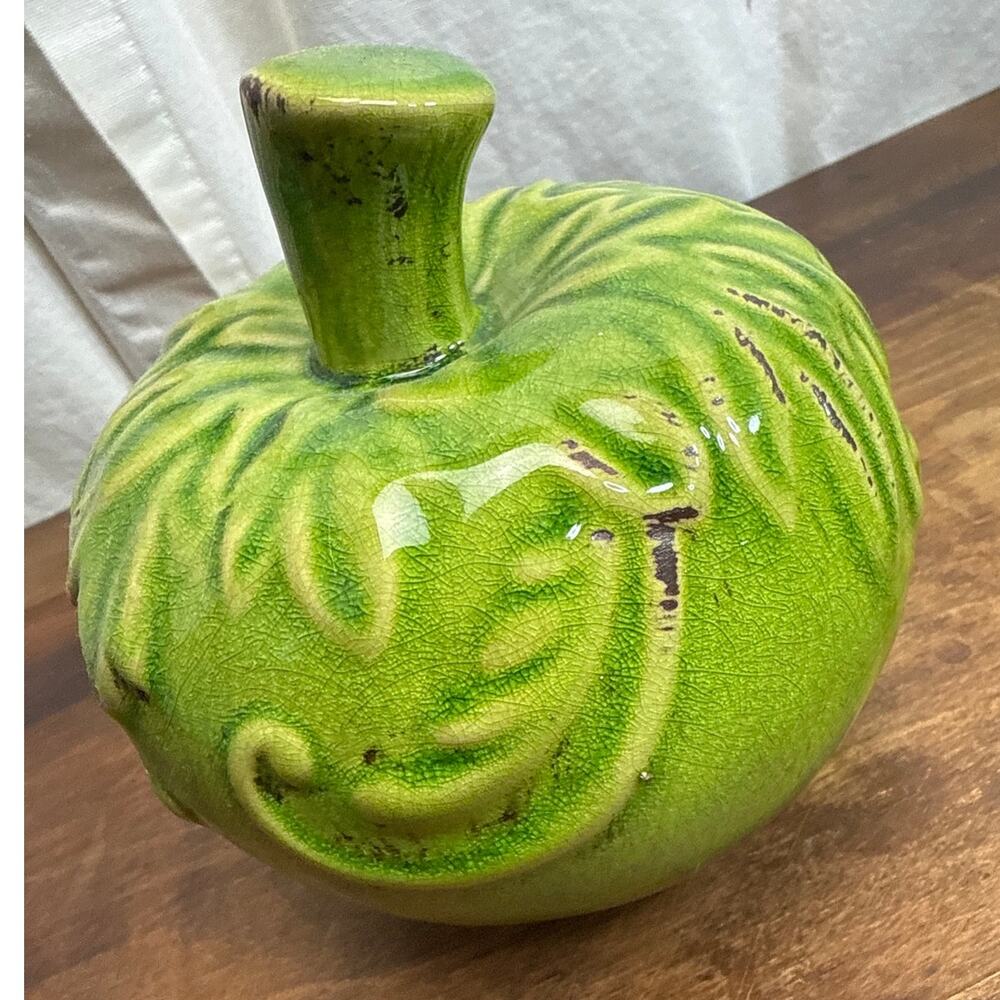 Ceramic Green Decorative Pumpkin Gourd Fall Halloween Home Décor Table Display